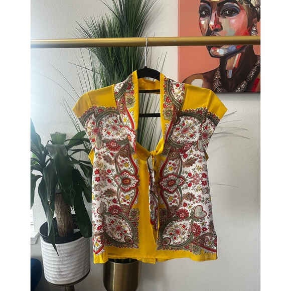 Anthropologie Maeve Scarf-Printed Silk Blouse - Size 4 - Picture 3 of 14